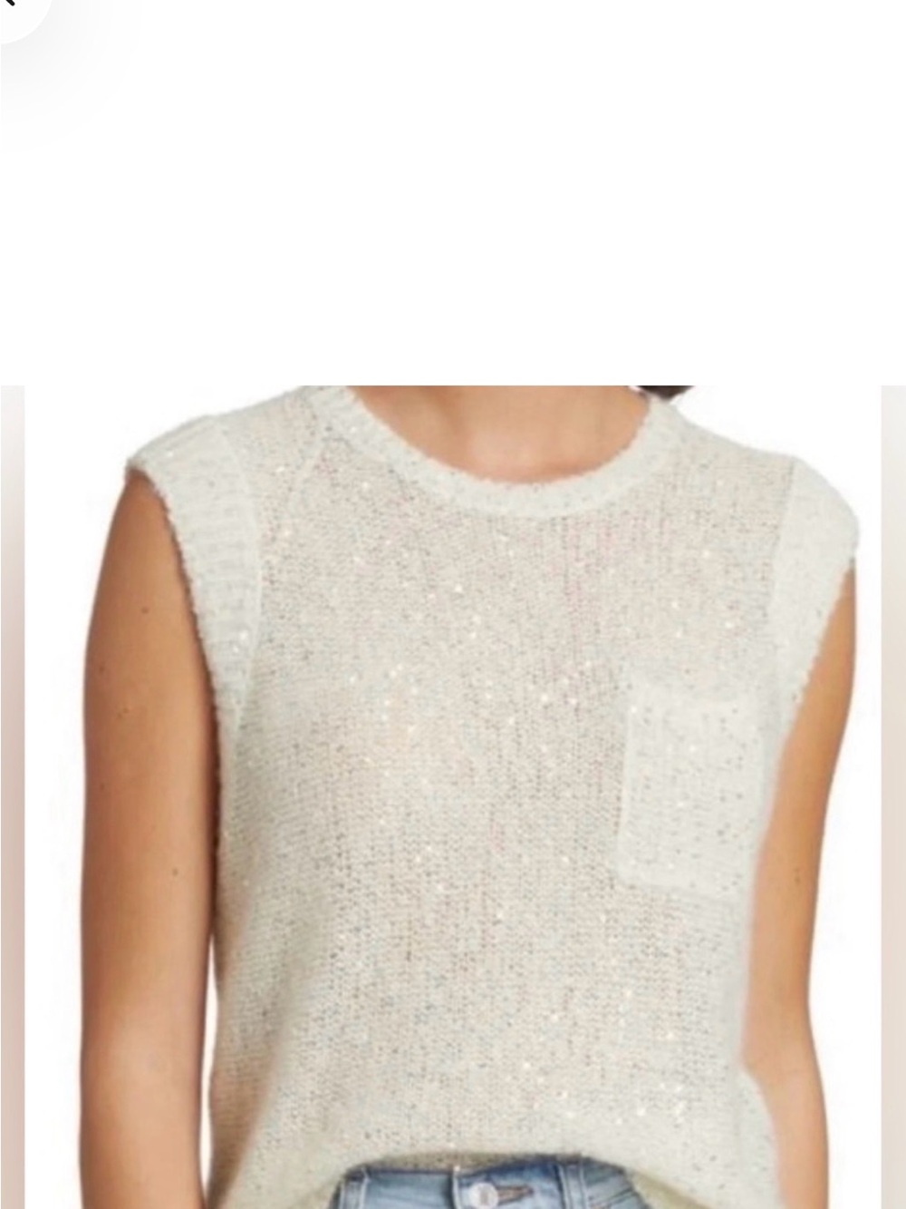 ATM Collection Sequin Knit Sweater Vest XS Chalk NWT $85